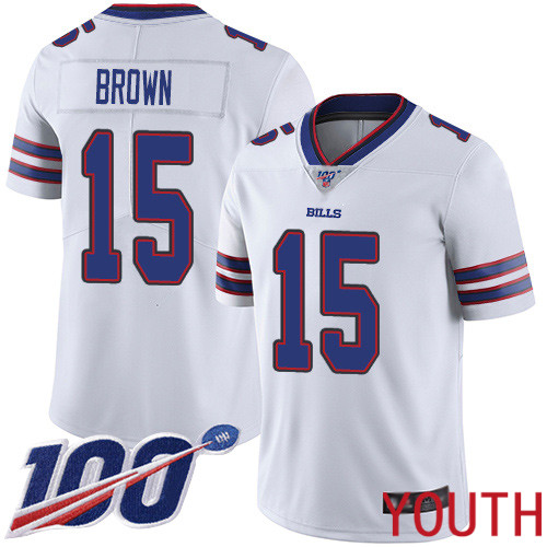 Youth Buffalo Bills #15 John Brown White Vapor Untouchable Limited Player 100th Season NFL Jersey->youth nfl jersey->Youth Jersey